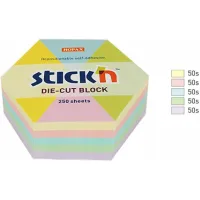 Karteczki Stick'n 61x70mm sześciokąt 5 kolorów (250)